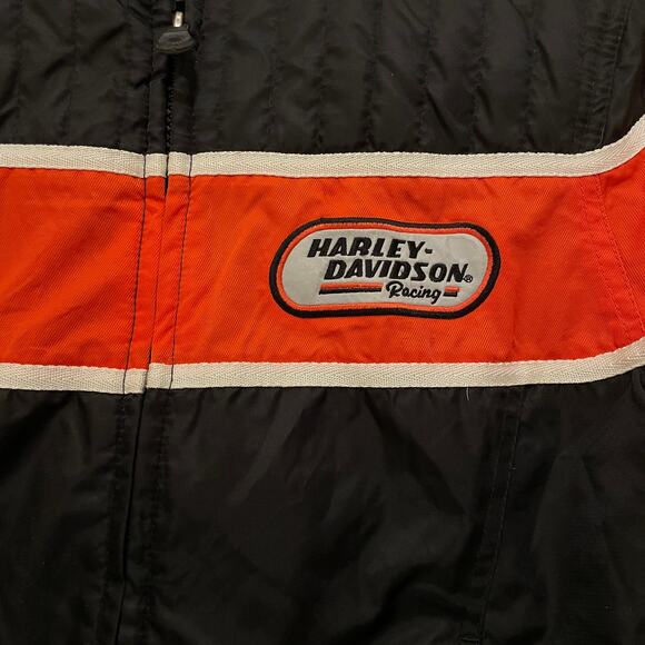 Harley-Davidson Black Nylon Racing Jacket | Orange Red Stripe 2007, M Vintage - Picture 4 of 13